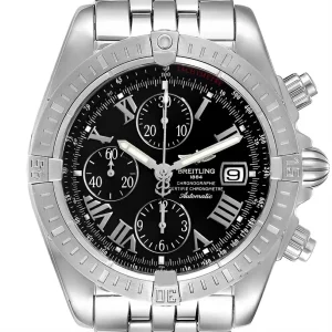 Fake Breitling Chronomat Evolution Black Dial Steel Mens Replica Watch A13356