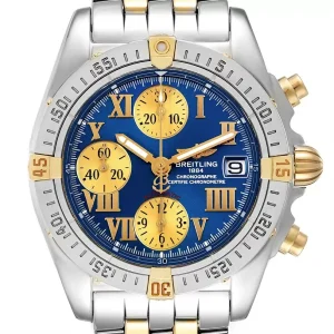 Fake Breitling Cockpit Steel Yellow Gold Blue Dial Mens Replica Watch B13358