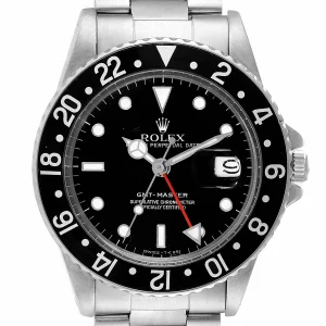 Fake Rolex GMT Master Black Dial Bezel Vintage Steel Watch 16750