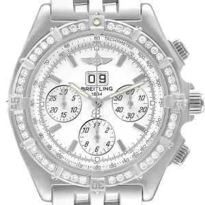 Breitling Windrider Crosswind White Dial Steel Diamond Replica Watches A44355