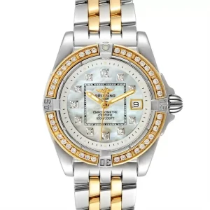 Fake Breitling Cockpit Steel 18K Yellow Gold Diamond Replica Watch D71356