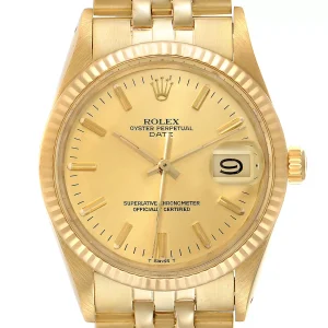 Rolex Date 14k Yellow Gold Champagne Dial Vintage Replica 15007
