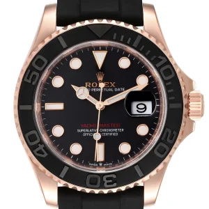 Replica Rolex Yachtmaster 40mm Everose Gold Rubber Strap 126655