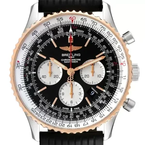 Breitling Navitimer 01 46mm Steel Rose Gold Black Dial Mens Replica Watches UB0127