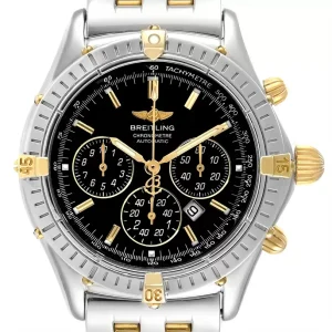 Fake Breitling Cockpit Steel Yellow Gold Black Dial Mens Replica Watch B35312