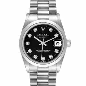 Replica Rolex President Datejust Midsize Platinum Black Diamond Dial 68246