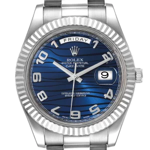 Replica Rolex President Day-Date II White Gold Blue Dial 218239