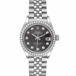 Rolex Datejust 28 Steel White Gold Grey Dial Ladies Replica 279384
