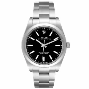 Replica Rolex Oyster Perpetual 39 Black Dial Steel 114300