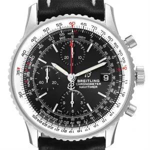 Breitling Navitimer Heritage Black Dial Black Strap Steel Mens Replica Watches A13324