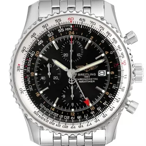Breitling Navitimer World Black Dial Steel Mens Replica Watches A24322