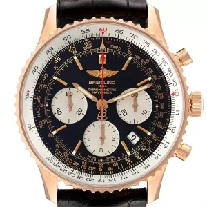 Breitling Navitimer 01 Rose Gold Black Dial Mens Replica Watches RB0121