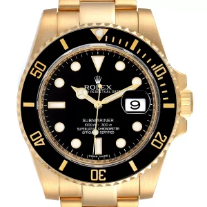 Replica Rolex Submariner Black Dial 18k Yellow Gold 116618