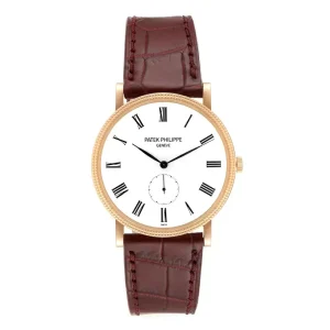 Patek Philippe Calatrava Rose Gold White Dial Mens Fake 5119