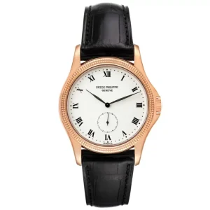 Patek Philippe Calatrava 18k Rose Gold White Dial Mens Fake 5115