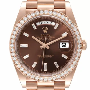 Fake Rolex Day-Date 40 President Rose Gold Diamond Watch 228345