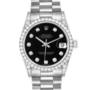 Replica Rolex President Datejust Midsize White Gold Diamond Lugs 68159
