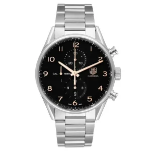 Replica Tag Heuer Carrera 1887 Black Dial Chronograph Steel Mens Watches CAR2014