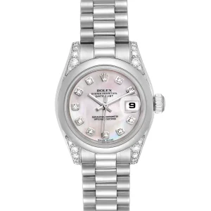 Replica Rolex President Platinum MOP Diamond Ladies 179296