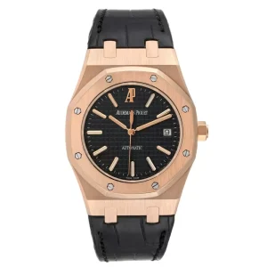 Replica Audemars Piguet Royal Oak 18k Rose Gold Black Dial Clone 15300OR