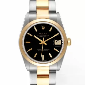 Rolex Datejust Midsize 31 Steel Yellow Gold Black Dial Ladies Replica 68243