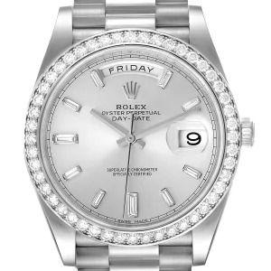 Fake Rolex Day-Date 40 President White Gold Diamond Watch 228349