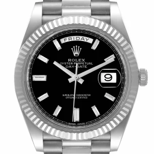 Replica Rolex President Day-Date 40 Black Diamond Dial White Gold 228239