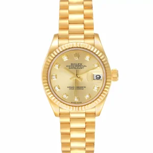 Replica Rolex President Datejust Yellow Gold Diamond Dial Ladies 279178