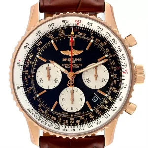 Breitling Navitimer 01 Rose Gold Black Dial Mens Replica Watches RB0120