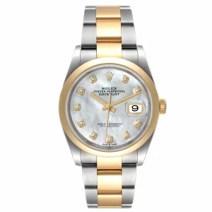 Fake Rolex Datejust Steel Yellow Gold MOP Diamond Dial Watch 126203