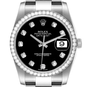 Rolex Datejust 36 Black Diamond Dial Bezel Unisex Replica 116244