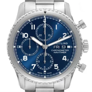 Breitling Navitimer Blue Dial Chronograph Steel Mens Replica Watches A13314