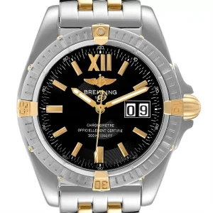 Fake Breitling Cockpit Windrider Steel Yellow Gold Black Dial Mens Replica Watch B49350