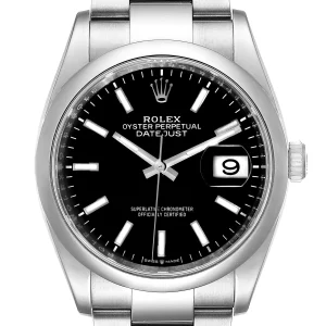 Rolex Datejust 36 Black Dial Domed Bezel Steel Replica 126200