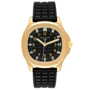 Patek Philippe Aquanaut Jumbo 38mm Yellow Gold Black Dial Mens Fake 5065