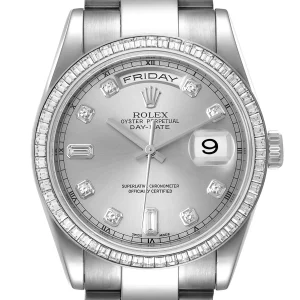 Replica Rolex President Day-Date White Gold Diamond Dial Bezel 118399