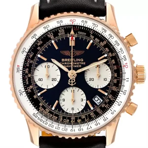Breitling Navitimer 18k Rose Gold Limited Edition Black Dial Mens Replica Watches R23322