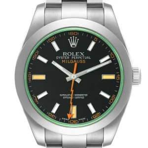 Replica Rolex Milgauss Black Dial Green Crystal Steel 116400GV