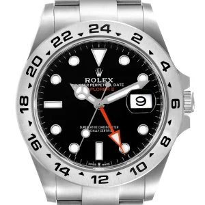 Fake Rolex Explorer II 42 Black Dial Orange Hand Steel Watch 226570