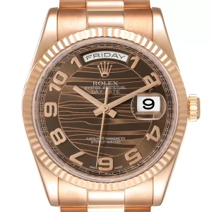 Replica Rolex President Day Date 36 Everose Gold Brown Wave Dial 118235