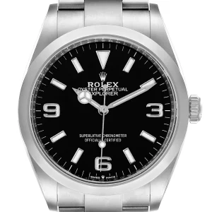 Fake Rolex Explorer I Black Dial Stainless Steel Watch 124270