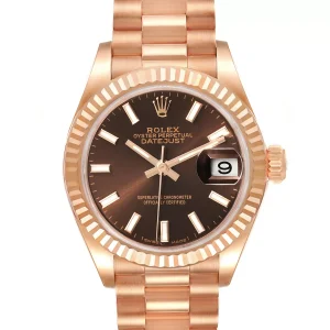 Replica Rolex President 28 Rose Gold Chocolate Dial Ladies 279175