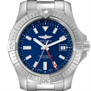 Fake Breitling Aeromarine Avenger II GMT Blue Dial Steel Mens Replica Watch A32395