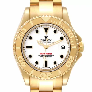 Replica Rolex Yachtmaster Midsize 18K Yellow Gold White Dial Unisex 168628