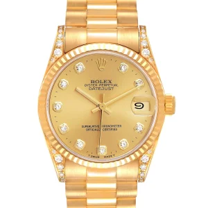 Replica Rolex President Midsize Yellow Gold Diamond Dial Ladies 68238