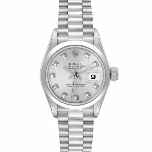 Replica Rolex President Ladies Platinum Silver Diamond Dial 79166