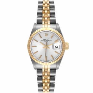 Rolex Date Steel Yellow Gold Fluted Bezel Ladies Replica 69173