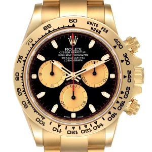 Fake Rolex Daytona Black Dial Yellow Gold Watch 116508
