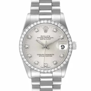 Replica Rolex President Datejust Midsize 31 Platinum Diamond Ladies 68286