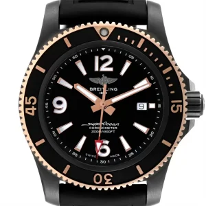 Breitling Superocean II Black Steel Rose Gold Mens Replica Watches U17368